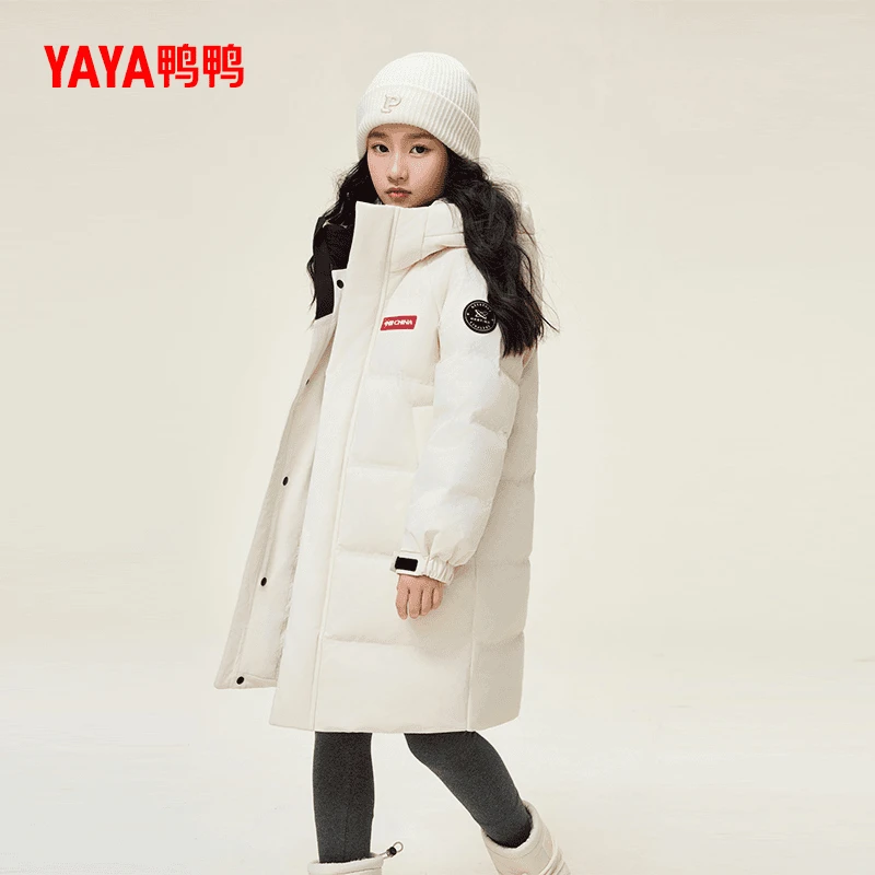 YAYA/鸭鸭童装太空系列冬季新款中长款连帽加厚保暖外套羽绒服