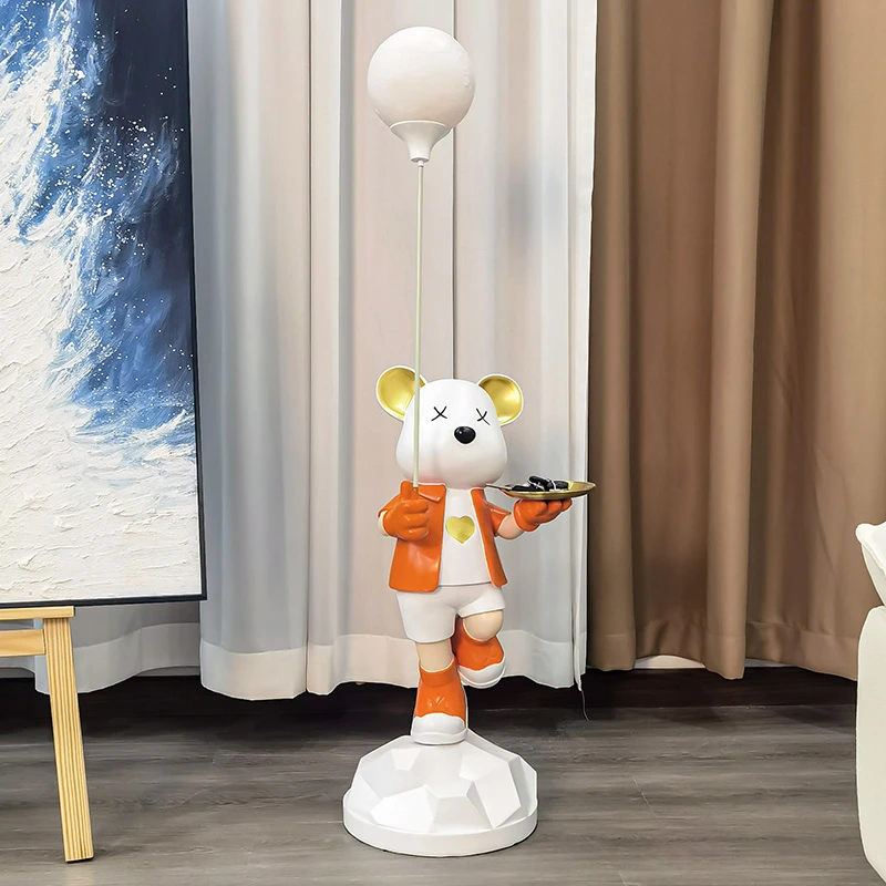 玄关网红调皮熊客厅托盘熊落地摆件电视柜跳跳熊装饰托盘熊34115