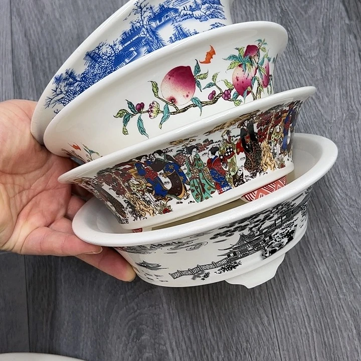 紫砂花盆447号瑕疵4个18/6cm福利口不正介意勿拍