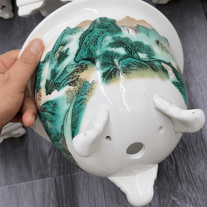 紫砂花盆937号瑕疵21/14底部裂纹明显介意勿拍