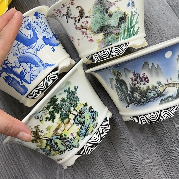 紫砂花盆424号瑕疵4个15.5/8.5cm