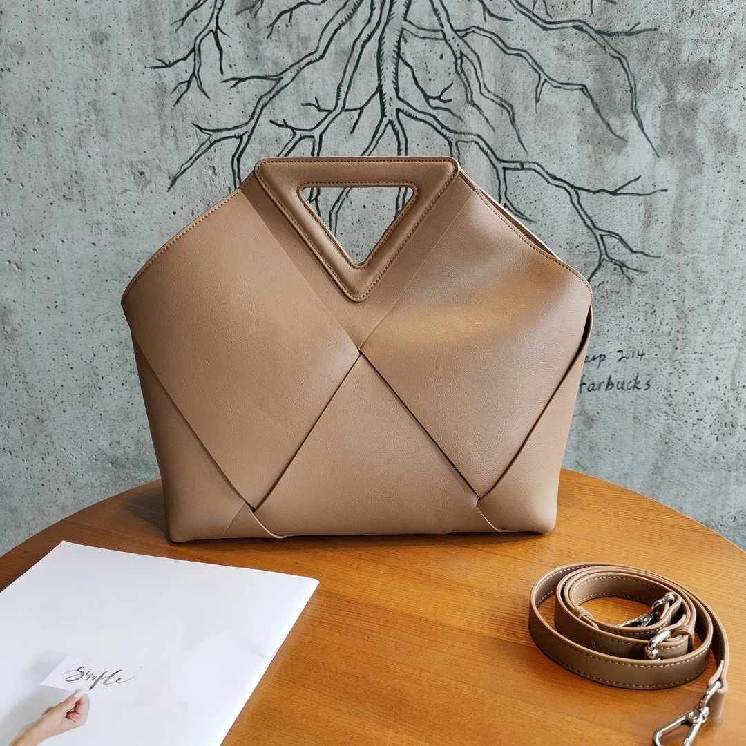 TONDO溏朵 2023新款高级感大容量百搭编织牛皮托特包单肩斜挎包-B