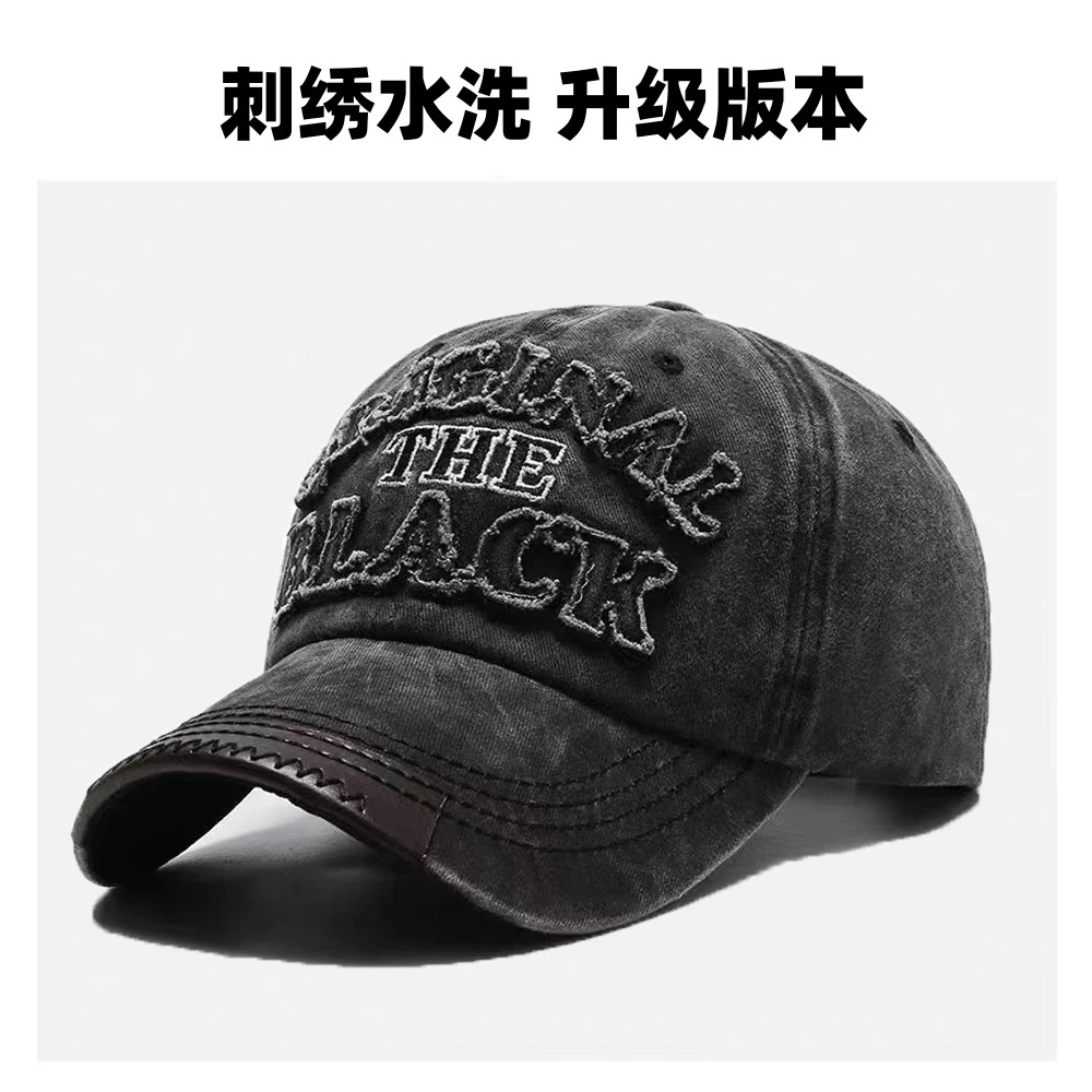 帽子男女潮流百搭水洗牛仔做旧复古刺绣ins春夏季新款休闲鸭舌帽