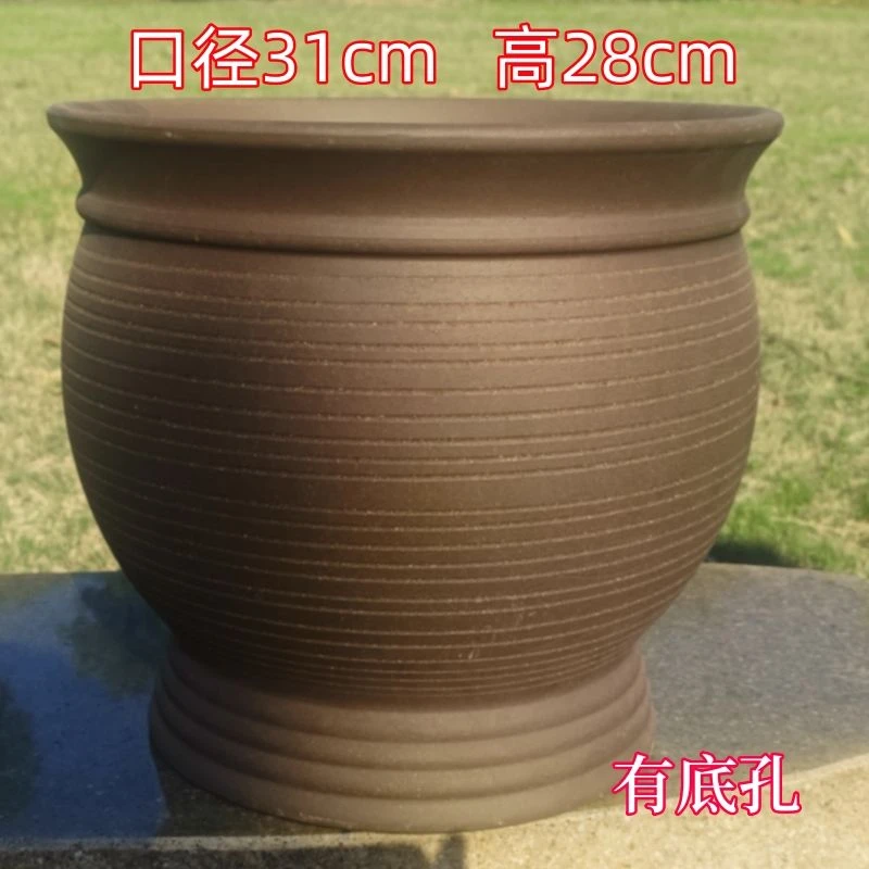 无釉陶土透气三角梅紫砂花盆大号大口径陶罐月季老桩红陶黑陶花盆