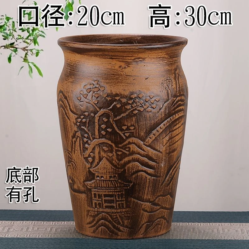 多肉绿植大口径花盆陶瓷粗陶（复古）紫砂透气专用大号老桩陶罐
