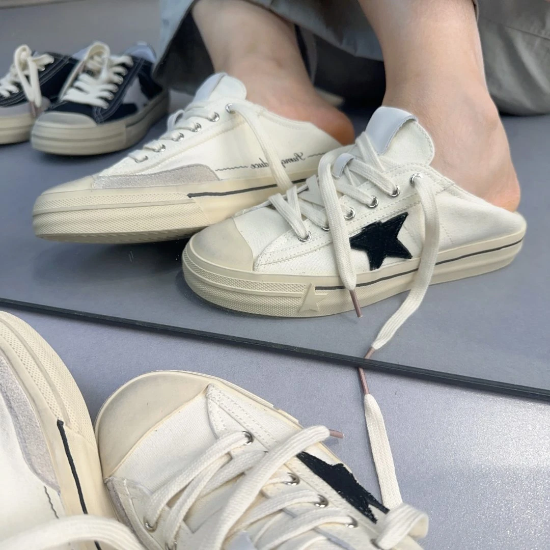 素陌新款韩版帆布星星鞋女透气做旧脏脏鞋百搭休闲平底板鞋夏季