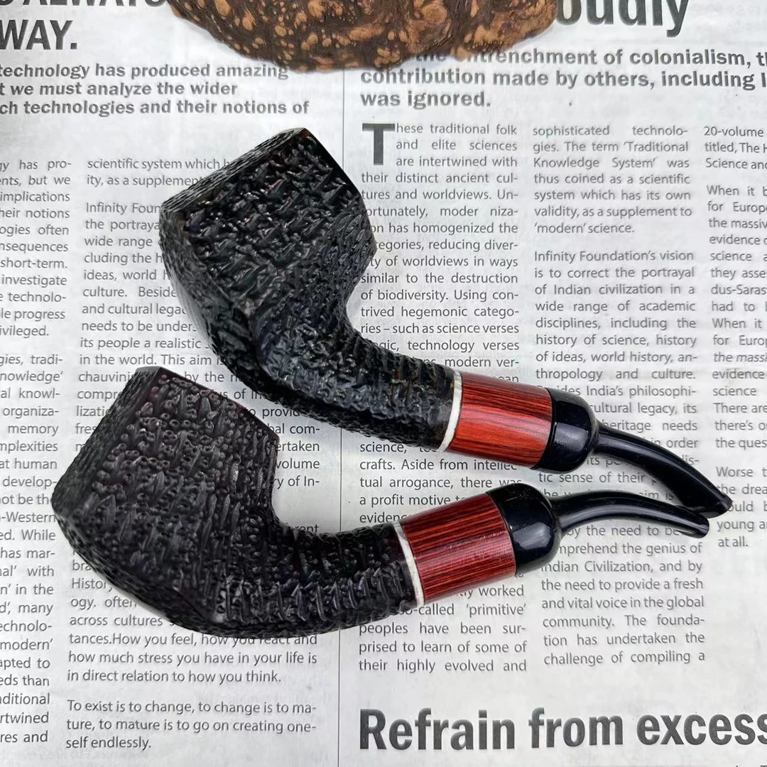 石楠木烟斗 手工烟斗 六角牛头雕刻款 3mm