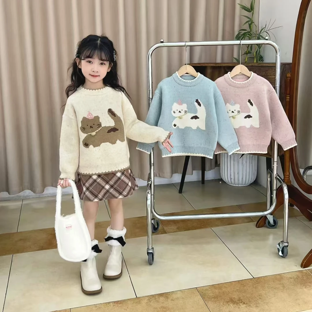 女童毛衣秋冬装2024新款洋气儿童针织衫上衣童装冬季女宝宝打底衫
