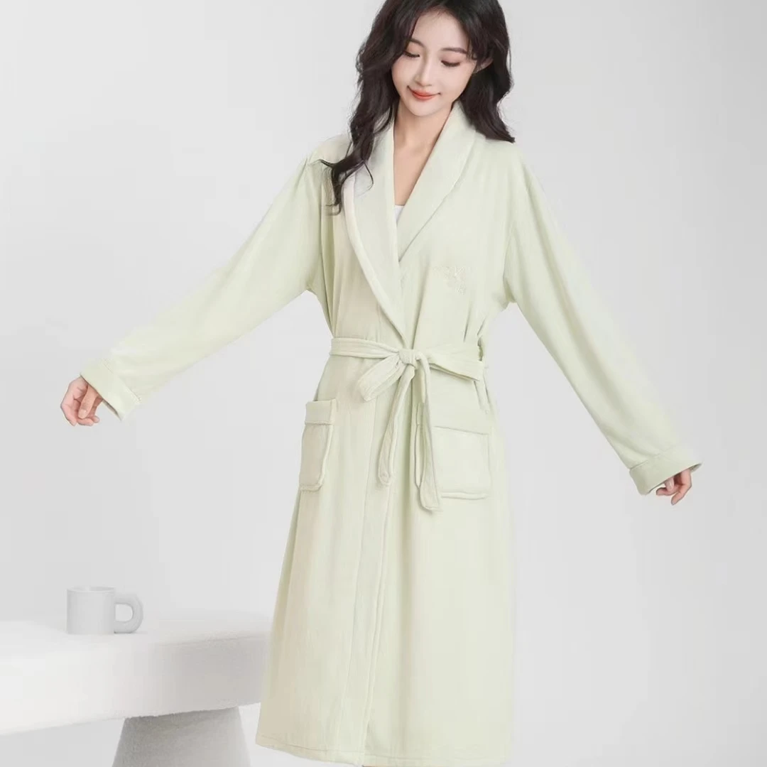 女士海岛绒睡袍春秋冬款情侣浴袍加厚加长款晨袍男士法兰绒睡衣3