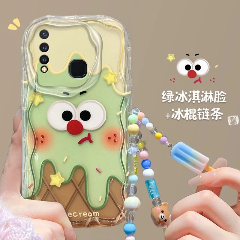 绿粉冰淇淋vivoZ5i手机壳V1941A硅胶套奶油纹全包防摔新款ins风潮