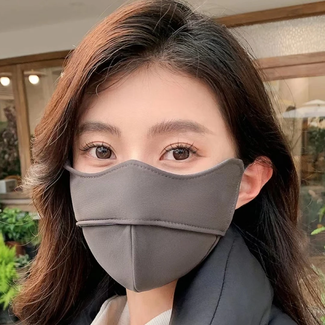 显脸小5D立体鱼骨口罩女秋冬加绒版防尘立体保暖防紫外线防寒口罩