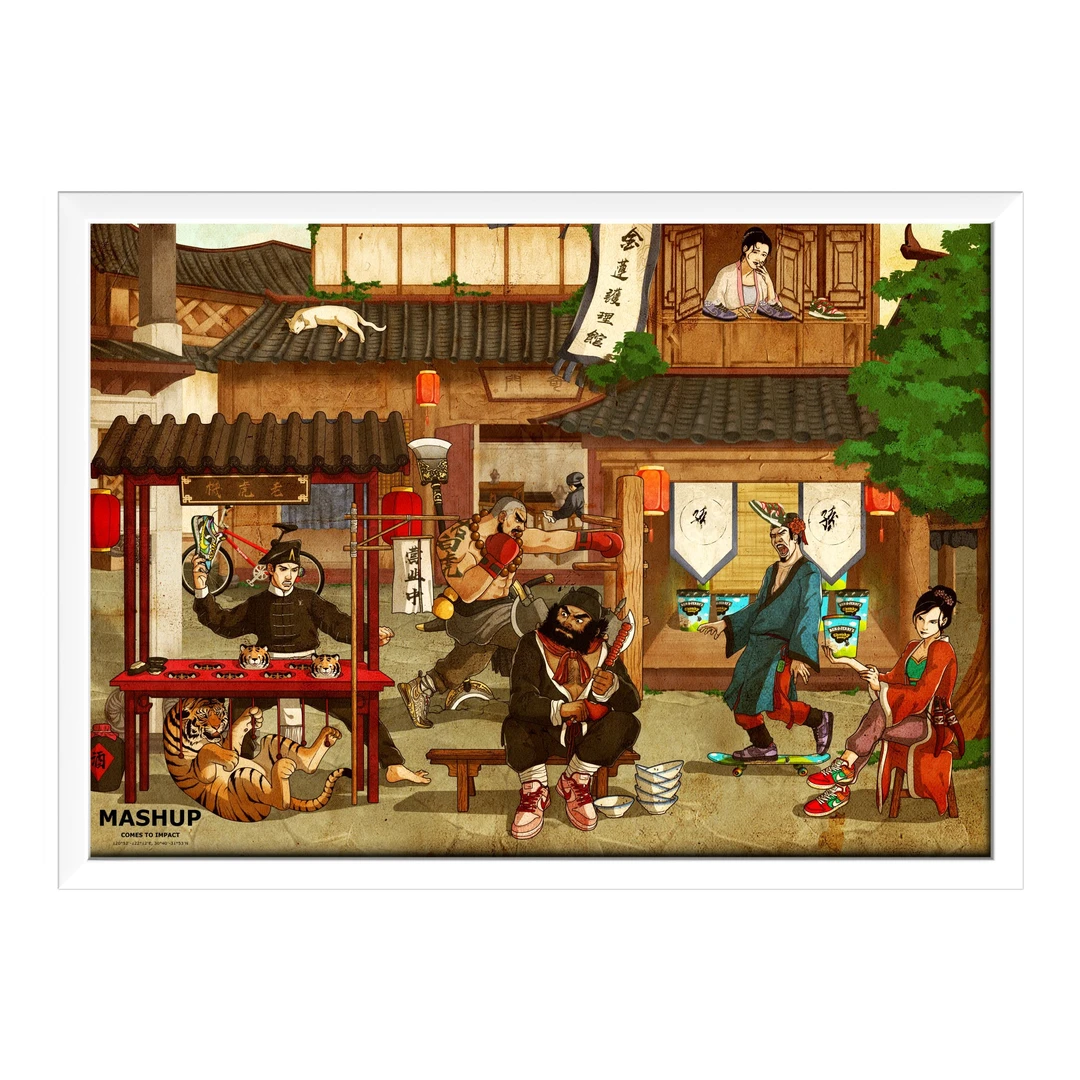 Darren Zhou《水浒传》限999版 限量潮流版画 有装裱 52.5*72.5cm