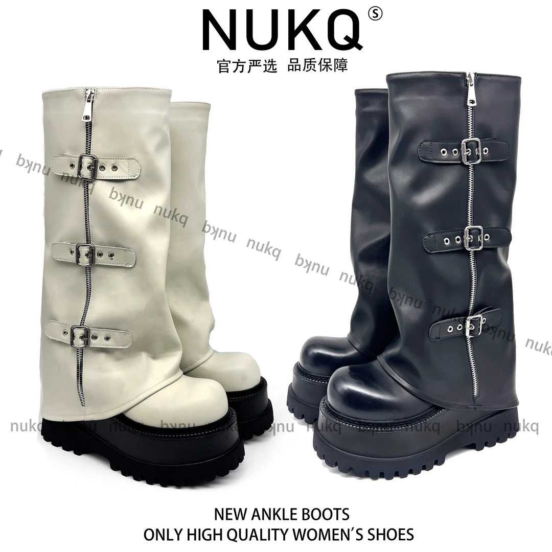 8厘米朋克女孩【大悦严选】加大腿围  长筒网红长靴厚底长靴时尚