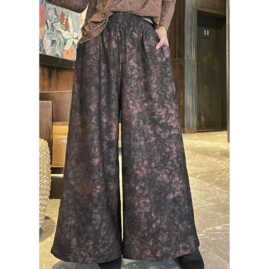 【爱菲雅】文文新款提花阔腿裤K96