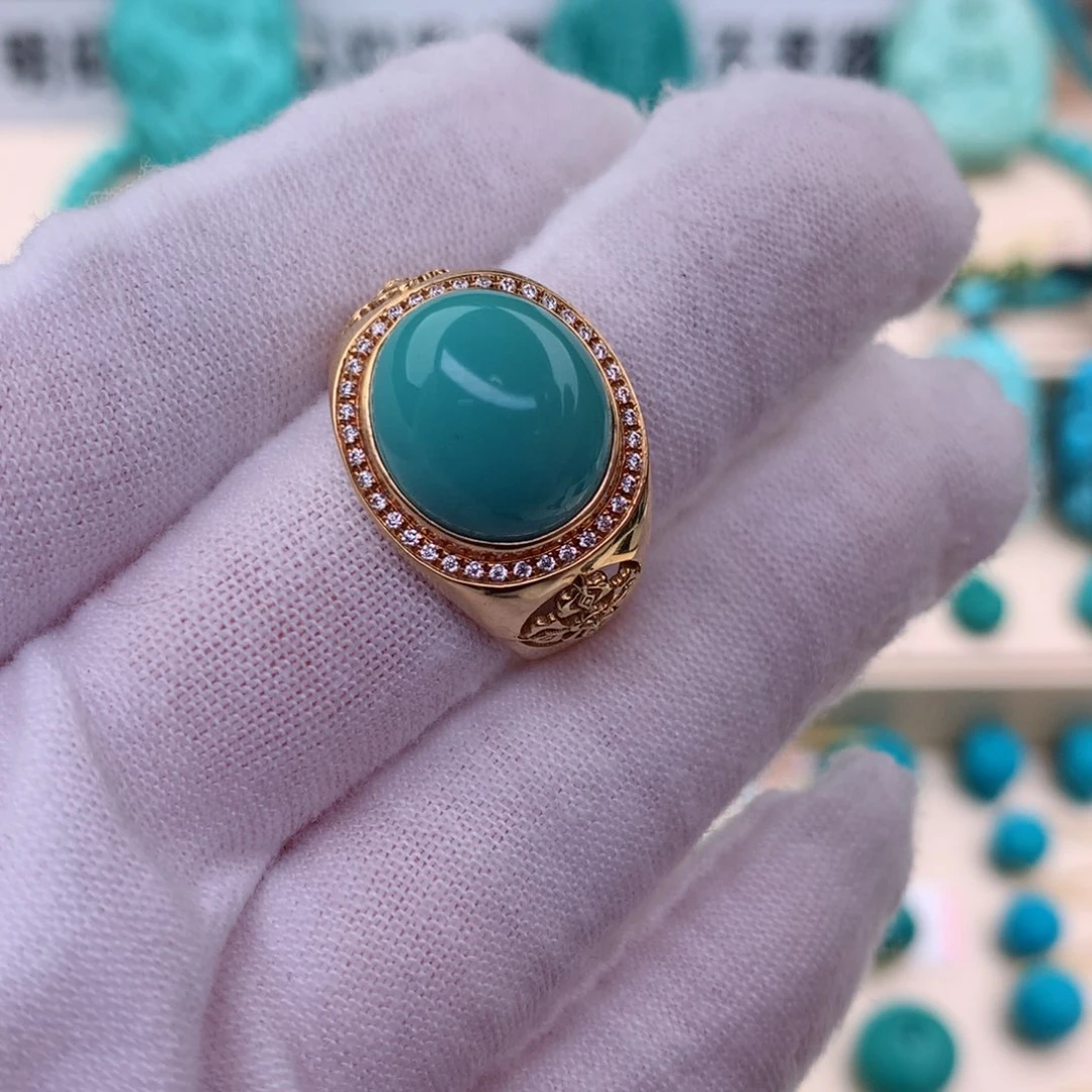 绿松石珠宝奇石18K金镶嵌