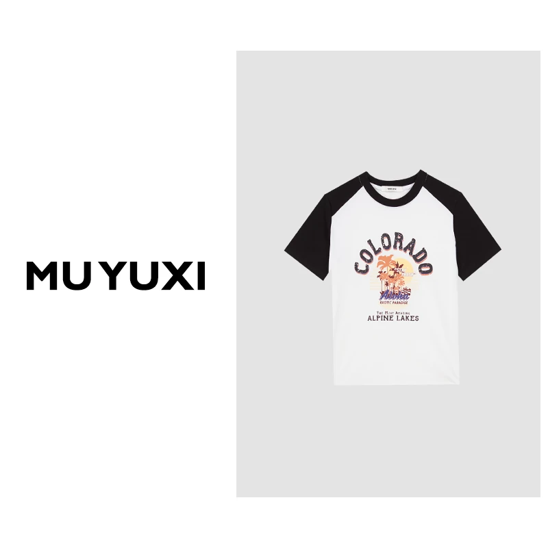 MU YUXI  2024夏季新款度假风插肩袖T恤  TS852