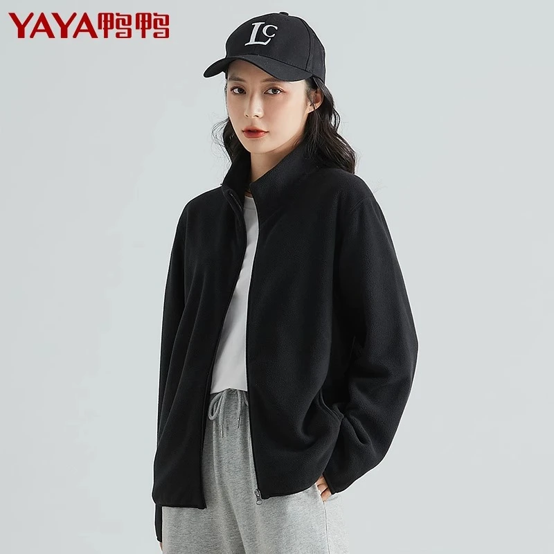 YAYA/鸭鸭秋冬季新款摇粒绒新款休闲短款运动保暖外套DYD06P0010