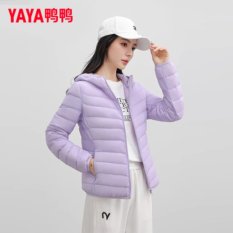YAYA/鸭鸭羽绒服女短款冬薄款外套小个子轻暖舒适外套YE3A608306A