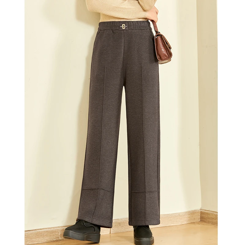 中年妈妈冬装毛呢阔腿裤女冬季新款高腰直筒休闲显瘦长裤子