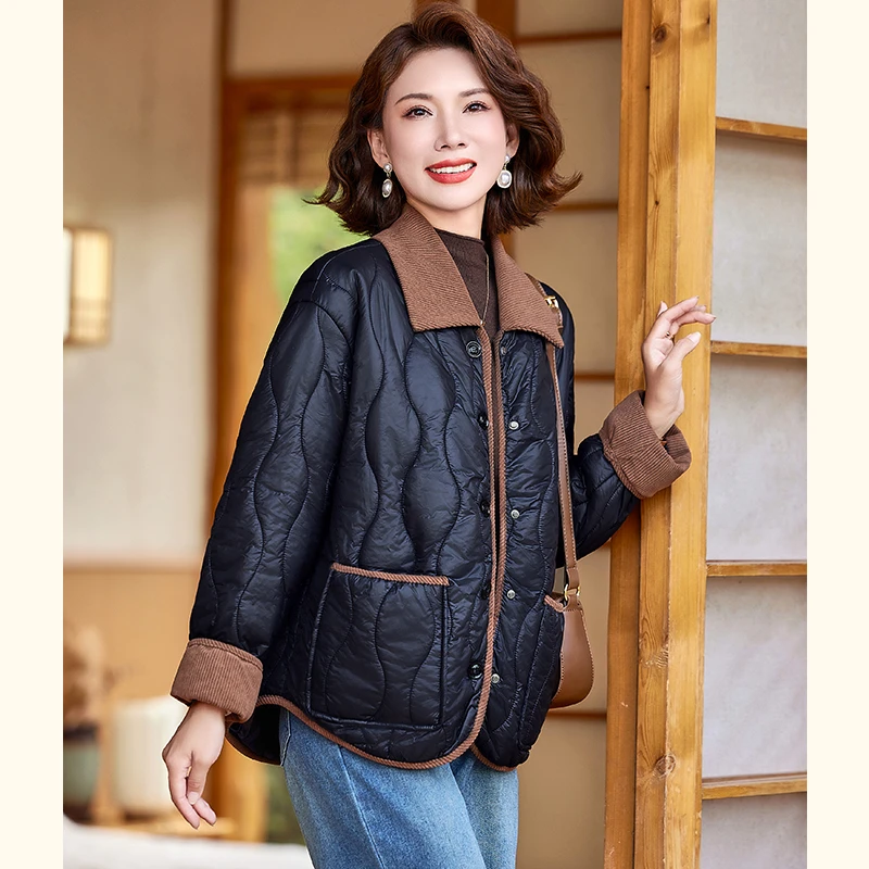中年妈妈冬装羽绒棉服外套2024新款洋气中老年女装小棉袄时尚棉衣