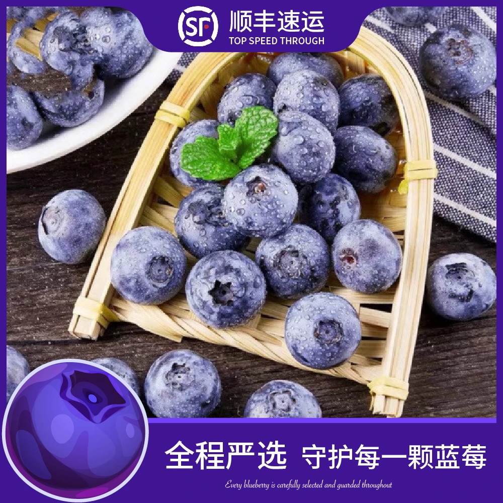 顺丰A级蓝莓小懒杯480g高山生态花香甜口大蓝莓小蓝杯60g/8盒云南