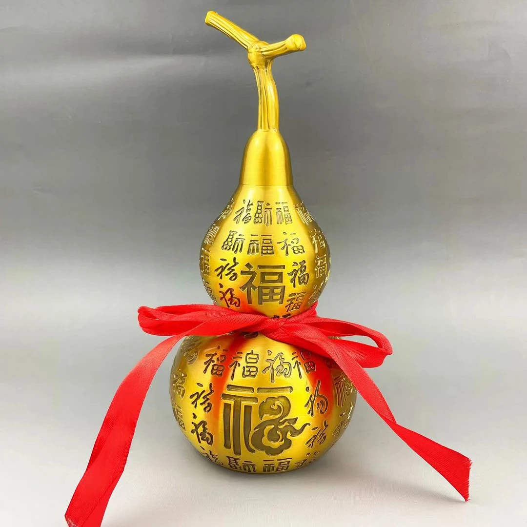 黄铜百福葫芦高档创意黄铜摆件金色家用精美摆件