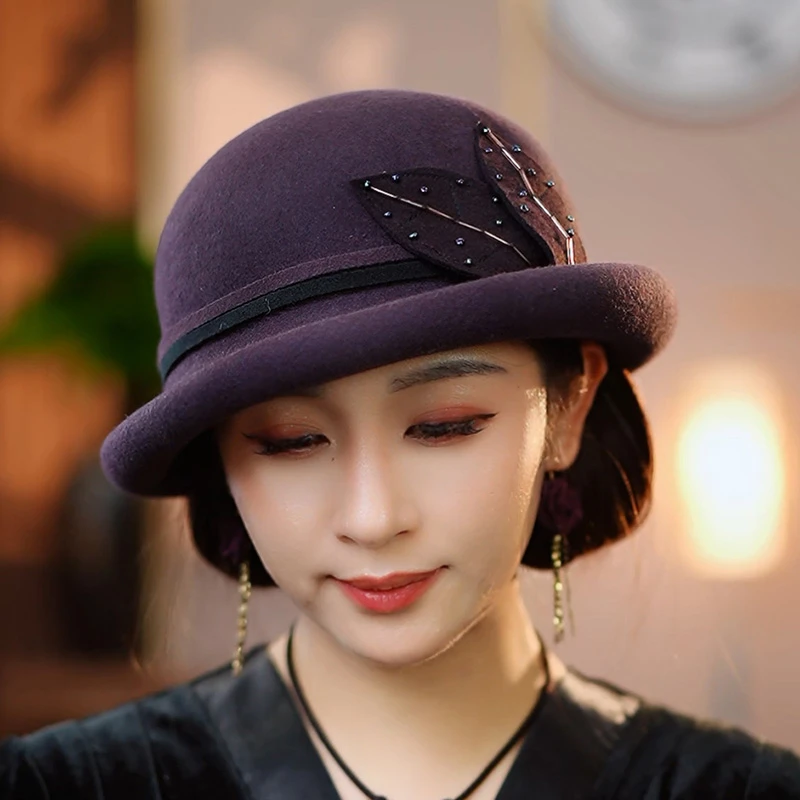 【PT1072羊毛礼帽】绵羊毛礼帽秋冬贝雷帽百搭复古保暖气质日系毛呢