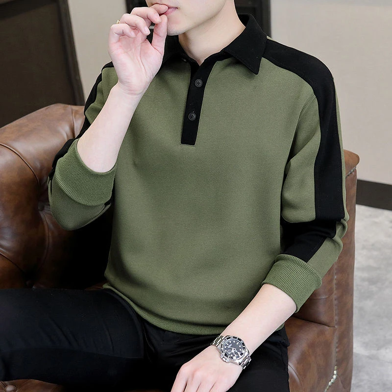 高档卫衣男士翻领秋冬季新款时尚打底衫帅气洋气休闲百搭品质男装