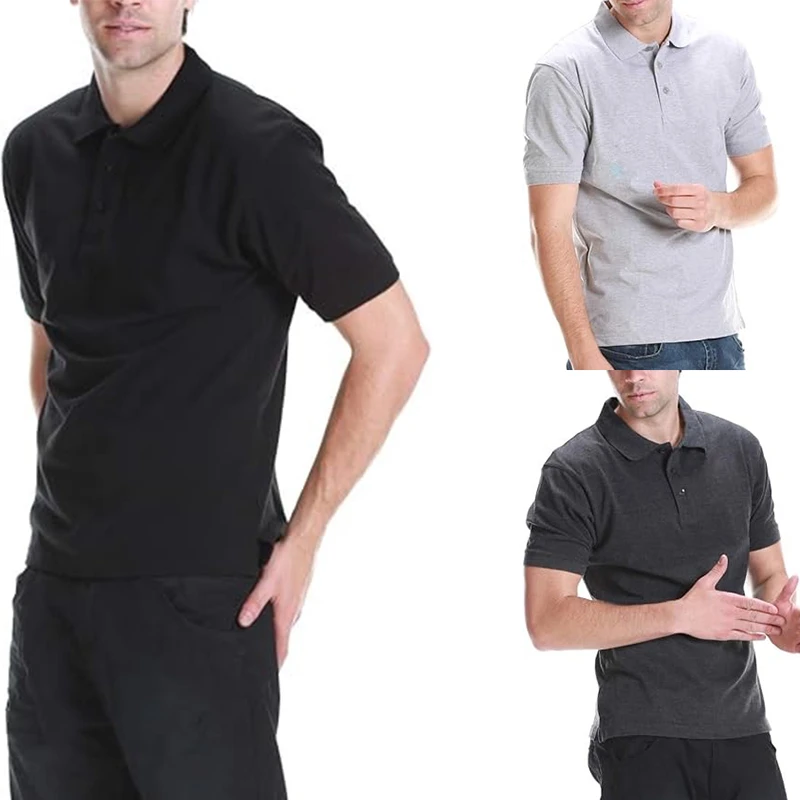 欧美单外贸珠地棉夏季男士吸湿排汗日常百搭翻领短袖polo衫上衣