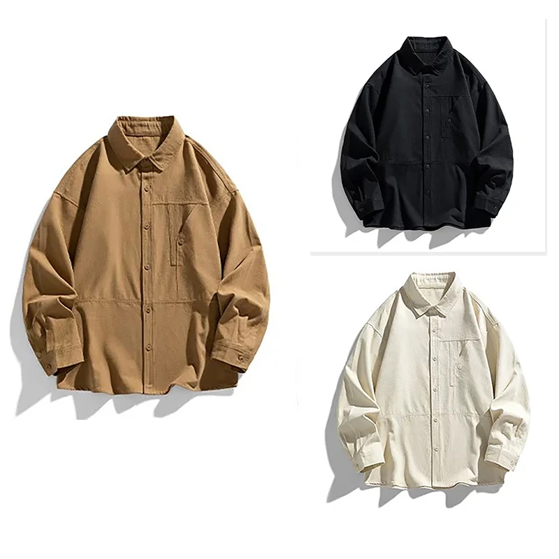水洗帆布！耐磨耐刮春秋男士工装宽松休闲衬衫外套日常百搭上衣