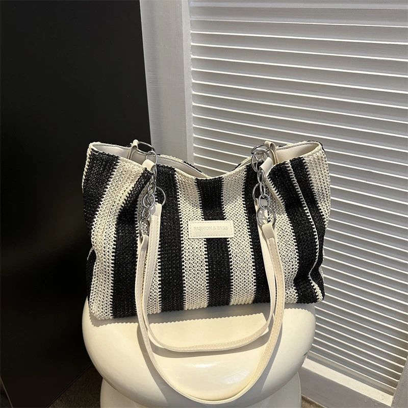 大容量包包女ins小众2023新款潮时尚单肩包女百搭草编沙滩包