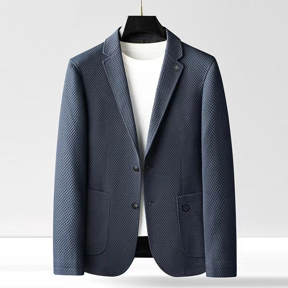 029-【三代菠萝纹单西】早春新款菠萝纹单西轻奢男士西服7555