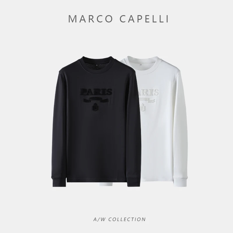 053-通勤百搭 亲肤柔软莫代尔棉商务休闲男士圆领长袖T恤 A079