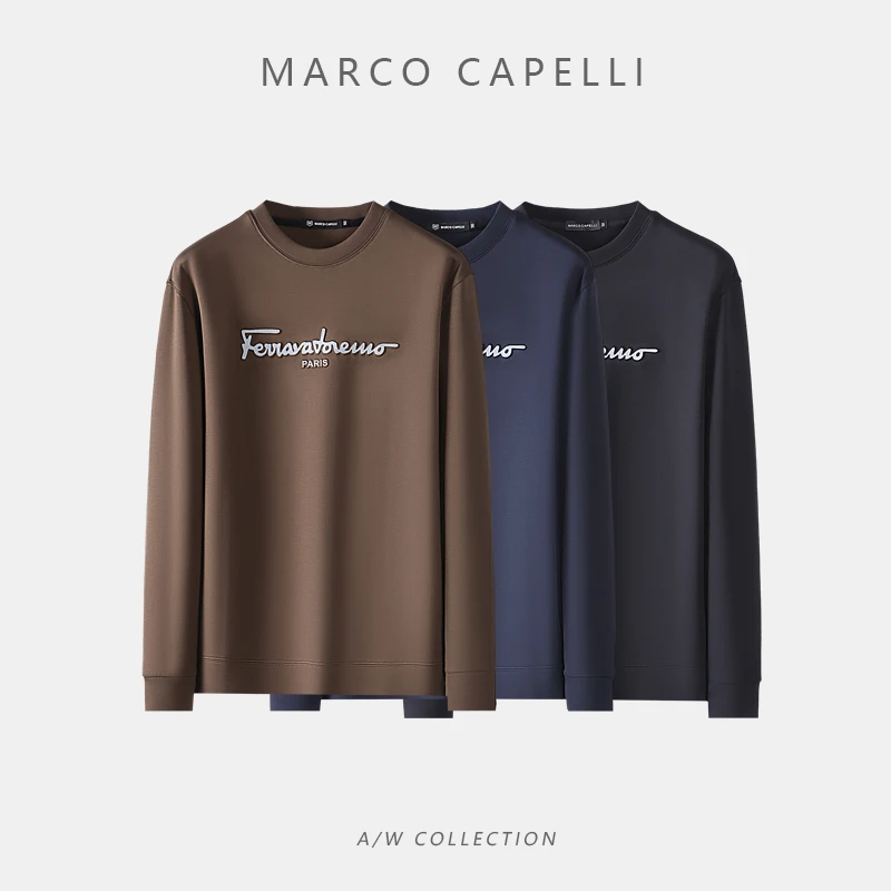 080-通勤百搭 亲肤柔软莫代尔棉商务休闲男士圆领长袖T恤  A088