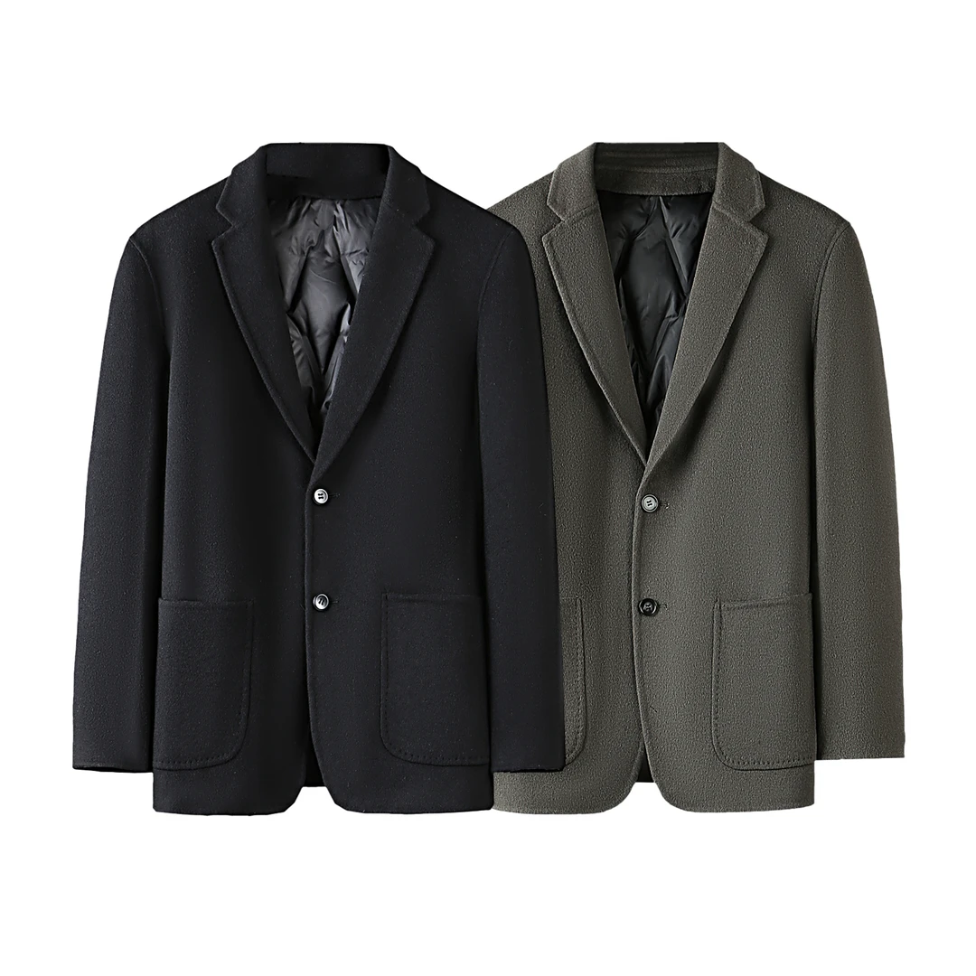 093-新款男士双面时尚绵羊毛秋冬款男外套翻领羊毛呢大衣【0511】