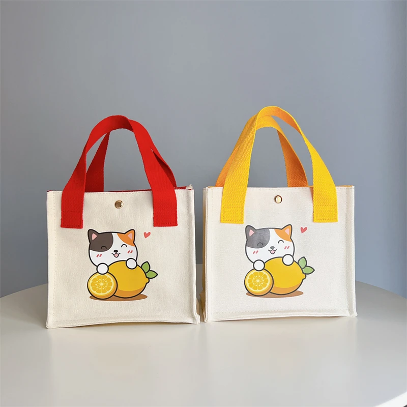 新款帆布包上班手提包小方包时尚休闲可爱便当手提袋饭盒外出拎包