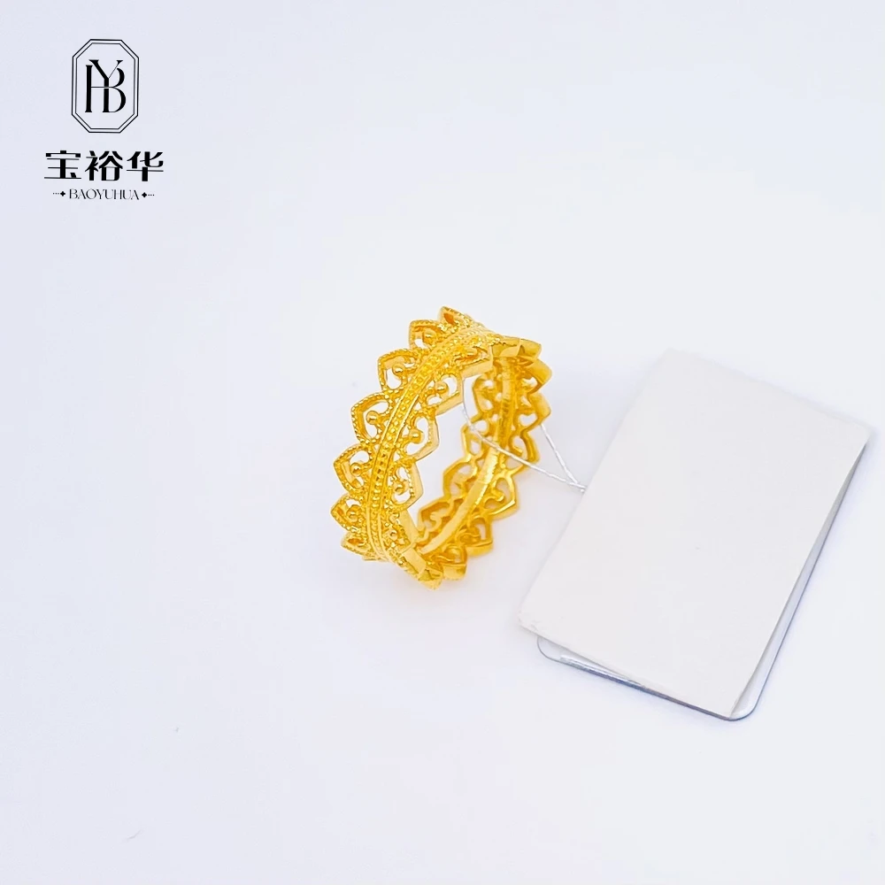 宝裕华黄金足金999 5G满圈爱心蕾丝戒指#13