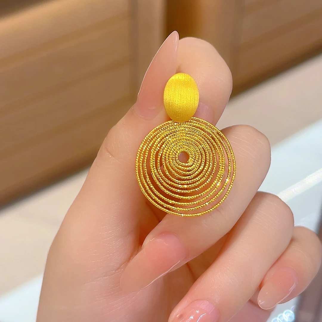 宝裕华黄金足金999 5G耳饰 年轮唱片圆盘