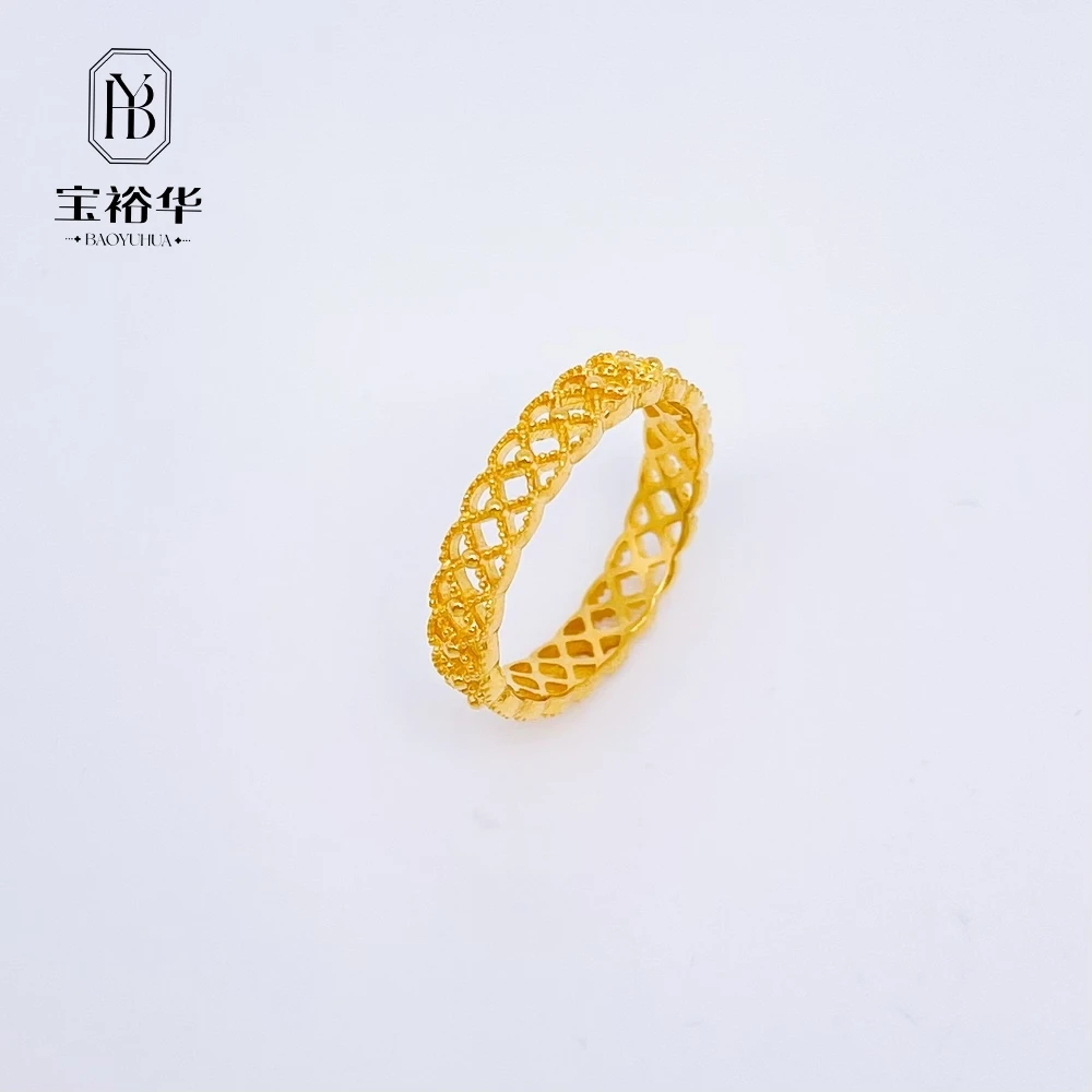 宝裕华黄金足金999 5G戒指 镂空蕾丝15#