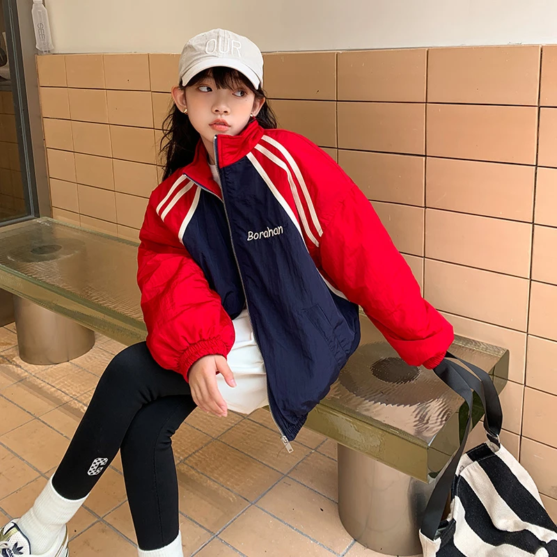 WT686 女童字母拼接棉服冬款
