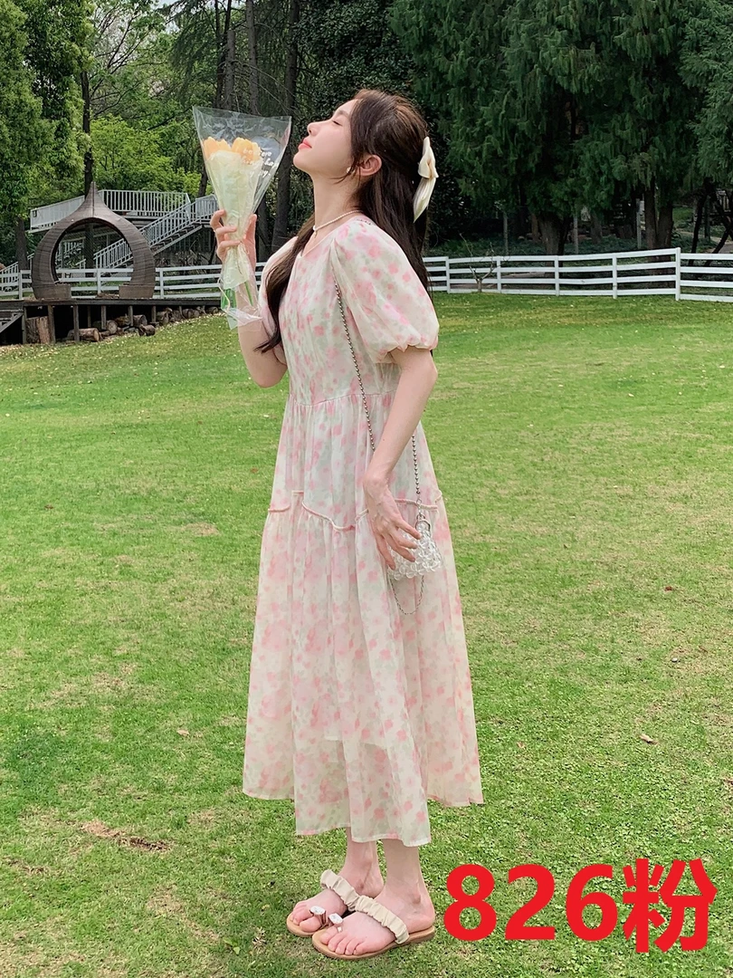 801-900连衣裙碎花气质夏季法式甜美小清新连衣裙裙子碎花气质夏