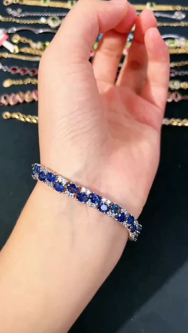 【闪购商品】蓝宝石手链银S925镶嵌W-669