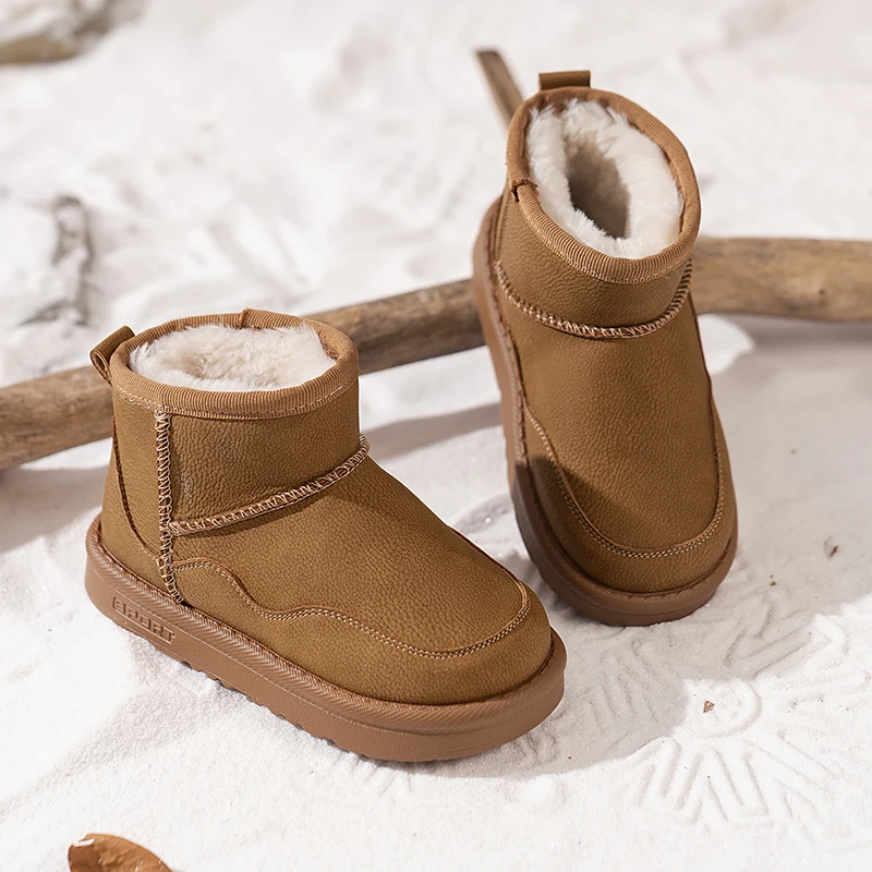 儿童加绒加厚雪地靴2023年冬季新款女童防滑防水保暖大棉靴男X06