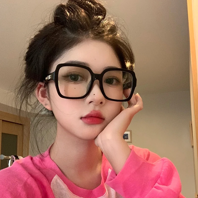 韩系黑框眼镜女大脸显瘦近视度数素颜神器大框显脸小防蓝光抗疲劳