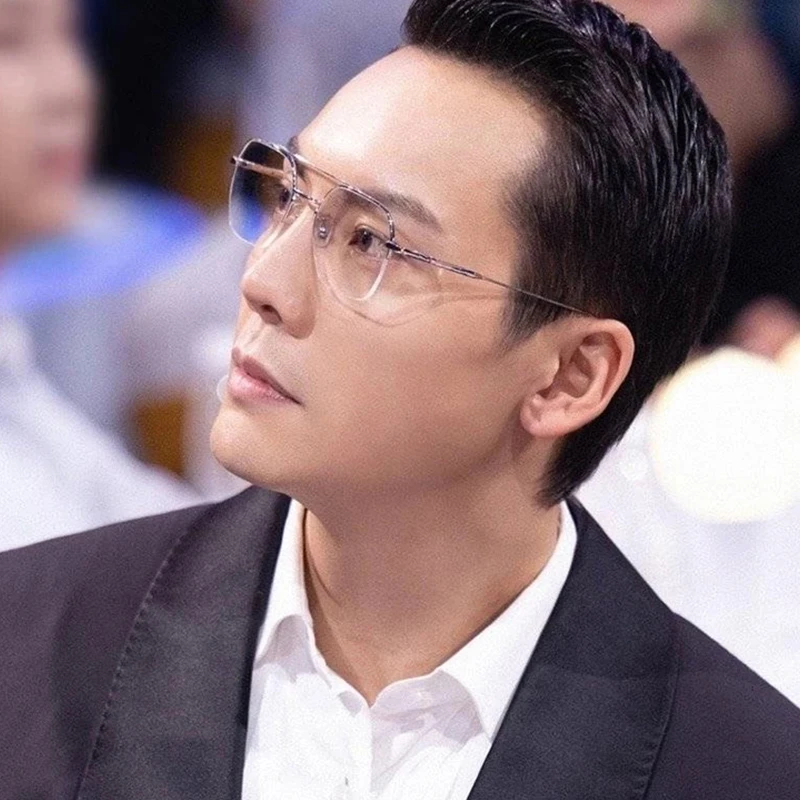 陈伟霆同款时尚银色半框复古超轻百搭男平光防蓝光可配度数眼镜架