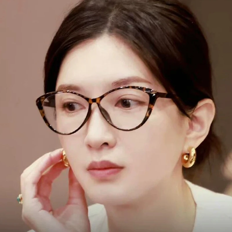 高级感复古猫眼玳瑁框江疏影同款眼镜防蓝光近视可配度数素颜神器