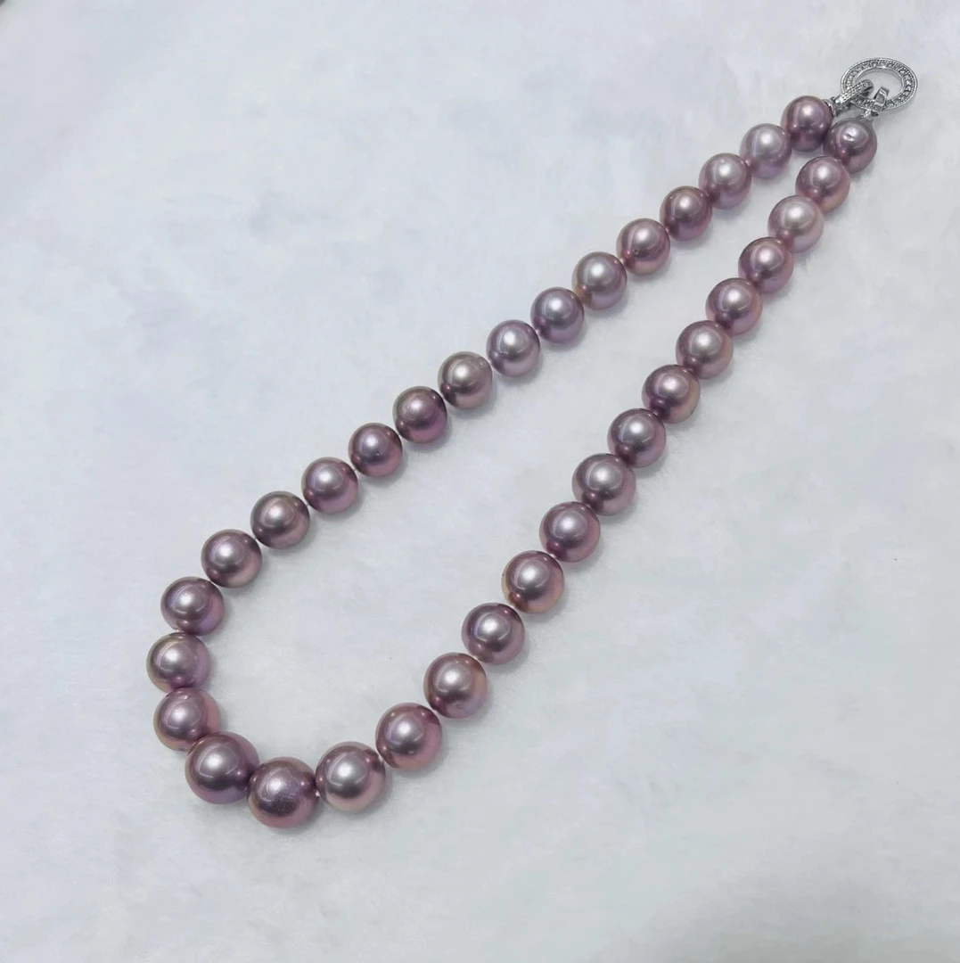 【查差专享】天然淡水“冰玫粉”紫珍珠全珠链8-11mm 059（扣头随机）