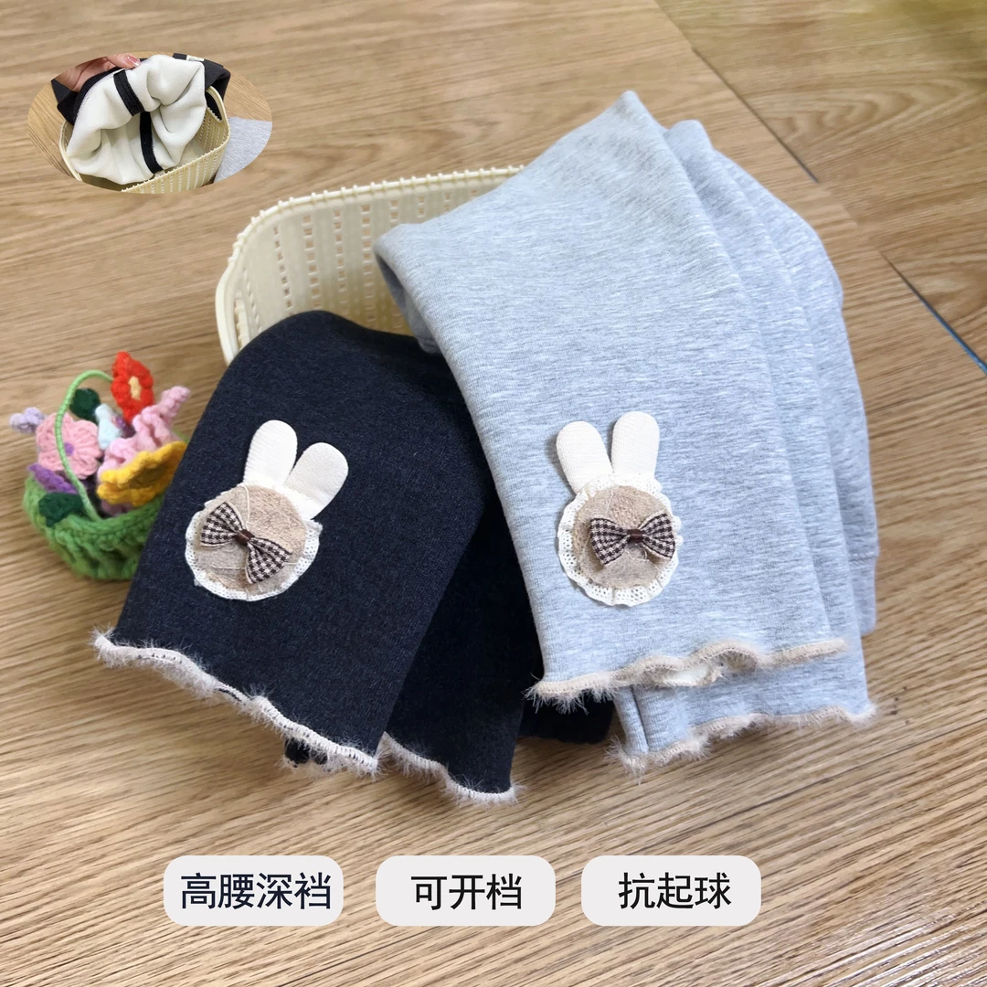 500克薄绒蝴蝶小兔子女童打底裤2025春夏打底裤小女孩修身外穿潮