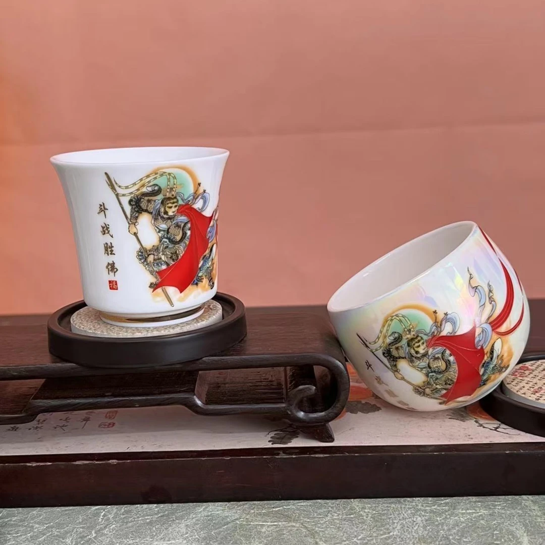 斗战胜佛羊脂玉白瓷主人杯七彩单杯功夫茶具茶杯茶盏陶瓷个人杯