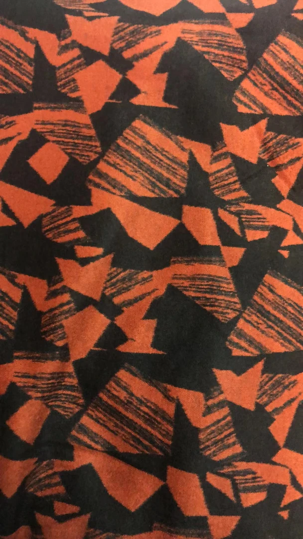 橘黑几何织花奥羊绒  高订服装面料备注尺寸